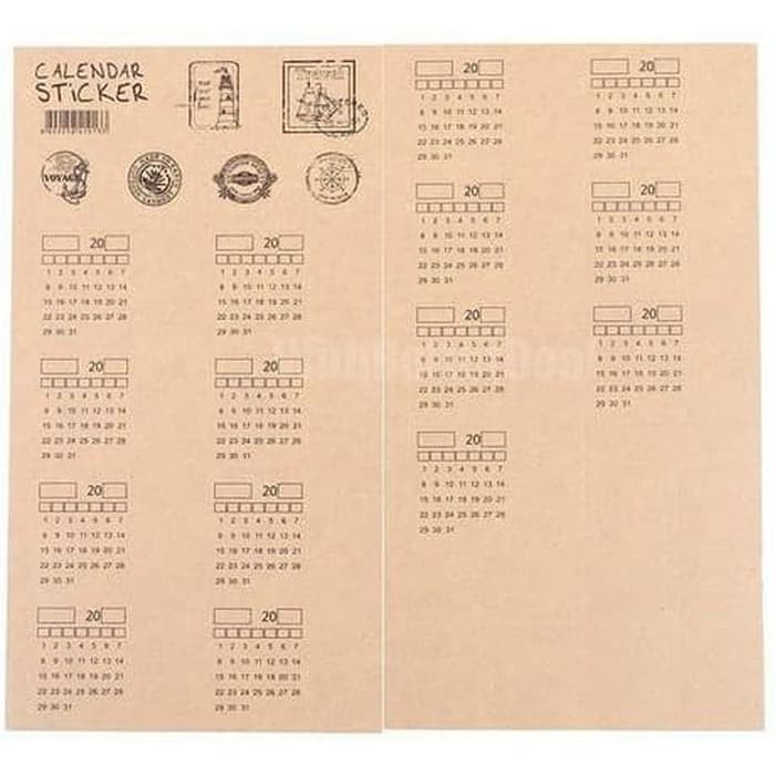 Kraft Paper Calendar Sticker - Stiker Kalender (2 sheets)