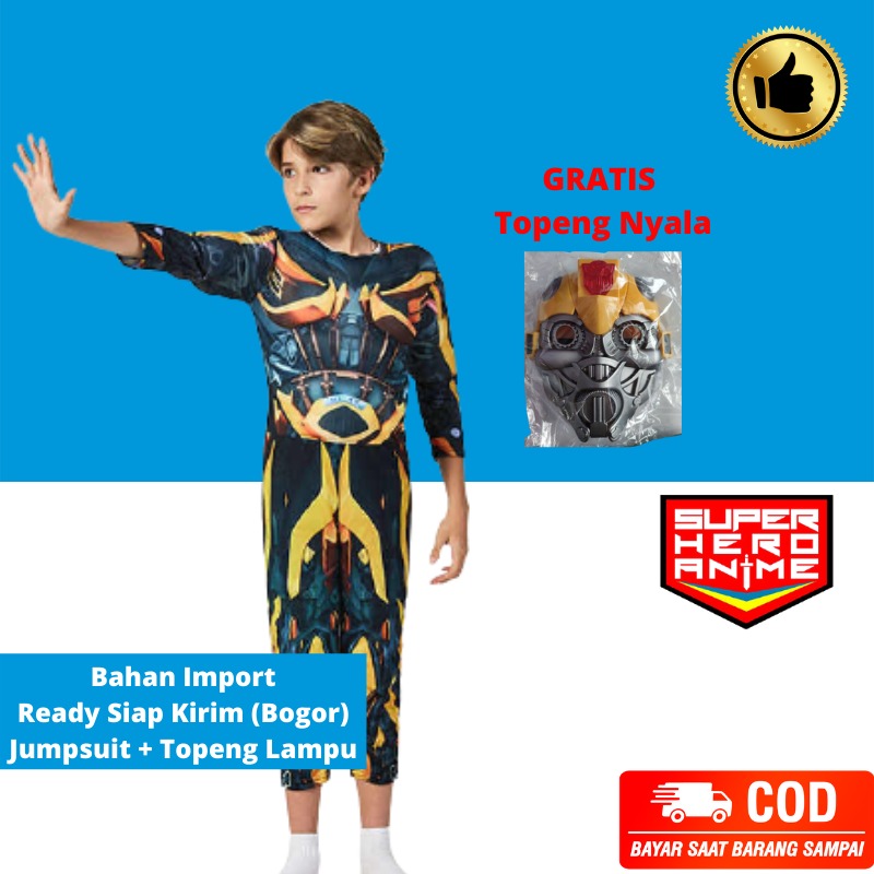 Kostum Bumble Bee Transformers Anak Karakter Import Otot Busa Laki Bumblebee Cosplay Costume Topeng