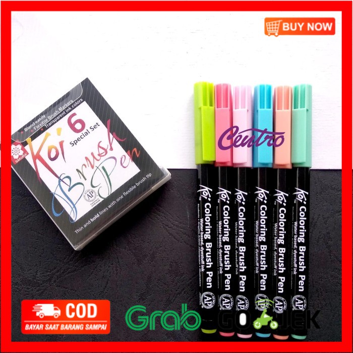 

(BISA COD) Sakura Koi Coloring Brush Pen Set 6 Color Pastel Kuas Calligraphy