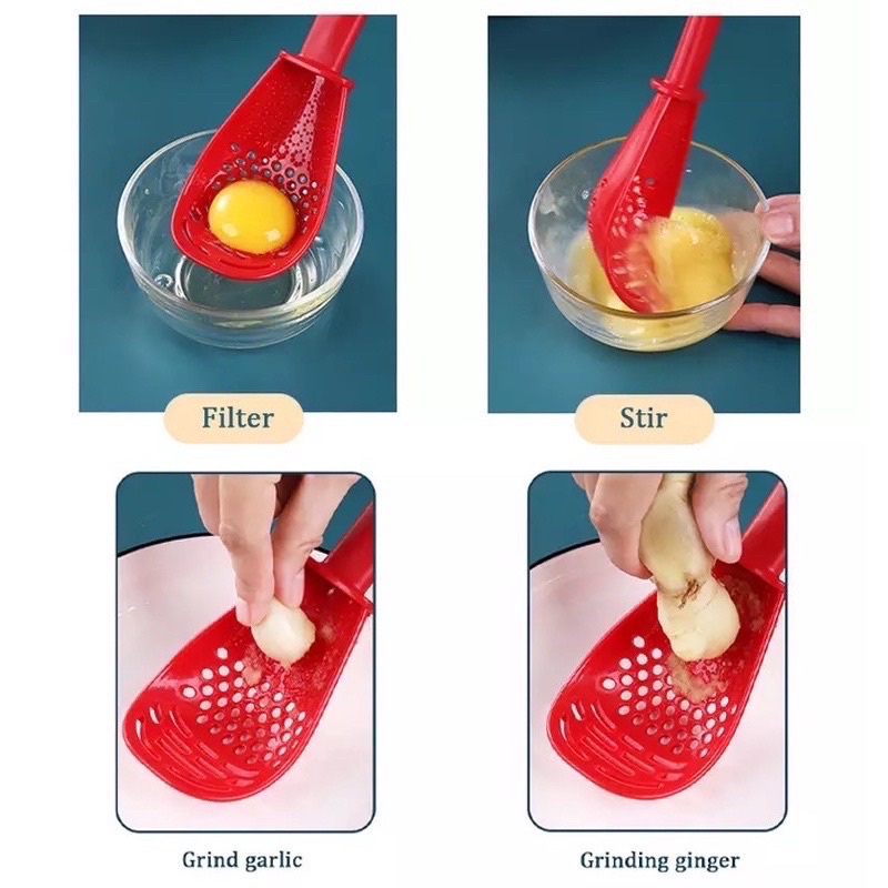 Sendok Saringan Serbaguna / Centong Nasi / Pemisah Kuning Telur / Penumbuk Kentang / Penyaring Pasta Daging Sayur / Penghancur / Tahan Panas Food Grade Colander Spoon Multipurpose Sendok Multifungsi