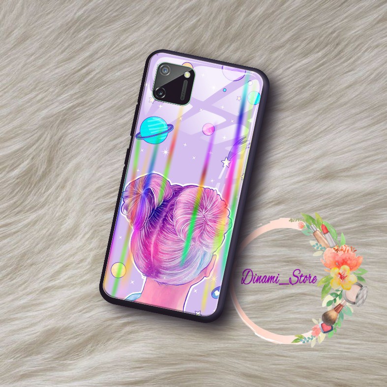 Back Case Glass Aurora PLANET GIRLS Oppo A3s A1k A5 A9 2020 A7 F9 A5s A31 A52 a53 A92 A37 A57 DST463