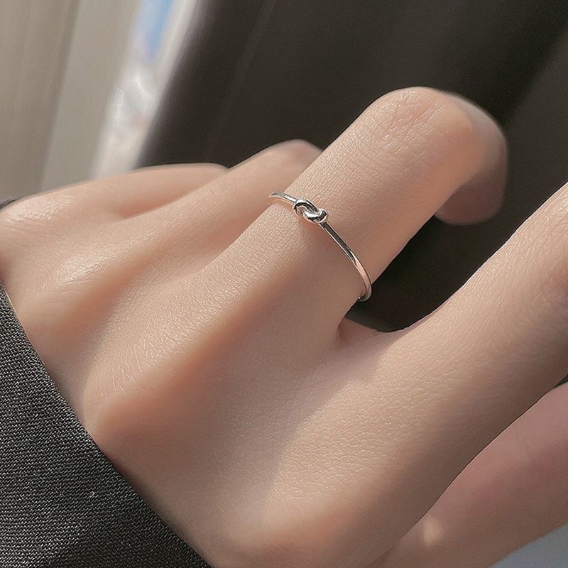 Cincin Sterling Silver 925 Model Simpul Gaya Retro Untuk Wanita