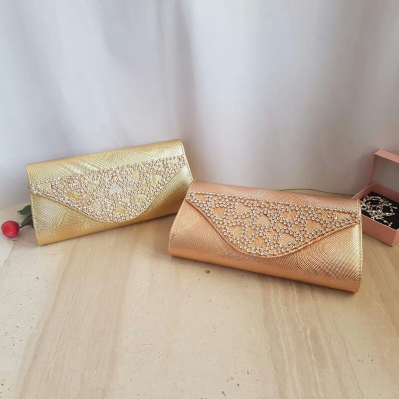 Sale! Clutch Farnell Bag Kondangan Cantik Tas Pesta Kristal Permata Mewah Import