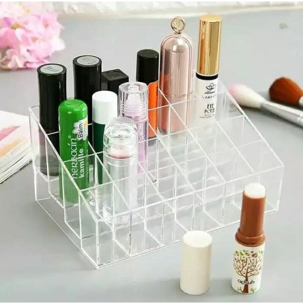 RAK LIPSTIK 24 SLOT / RAK KOSMETIK LIPSTIK ACRYLIC 24 SLOT / LIPSTIK STORAGE BOX / TEMPAT PENYIMPANAN LIPSTIK / MAKEUP ORGANIZER