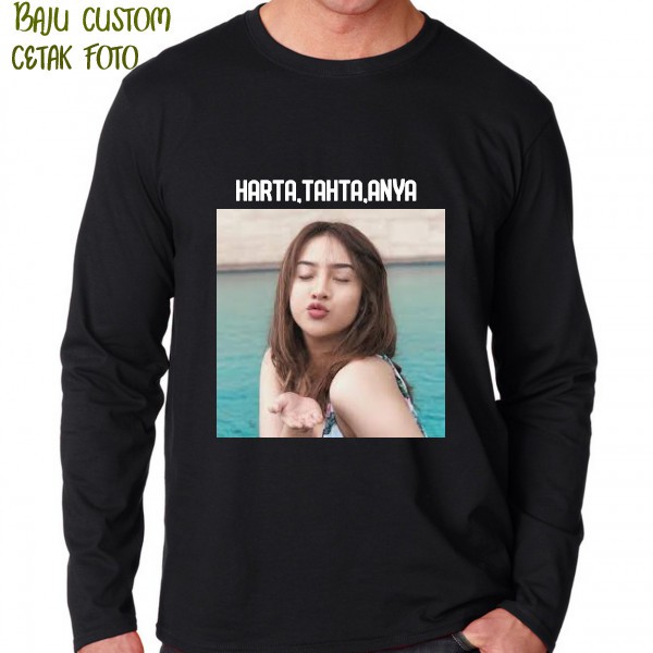 kaos sablon FOTO custom LENGAN PANJANG DEWASA custom foto desain sendiri