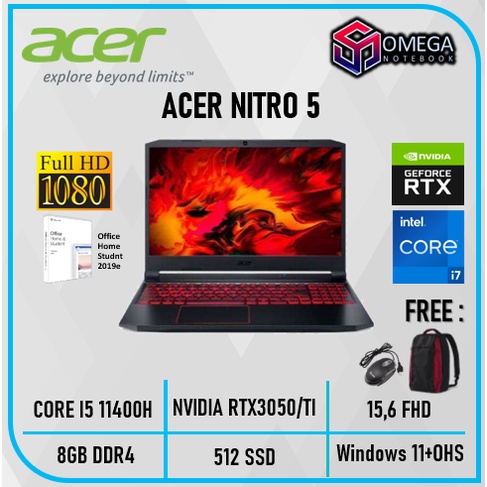 Acer Nitro 5 AN515 RTX3050TI 4GB - Core I5 11400H 8GB 512SSD W11+OHS 15.6&quot;FHD