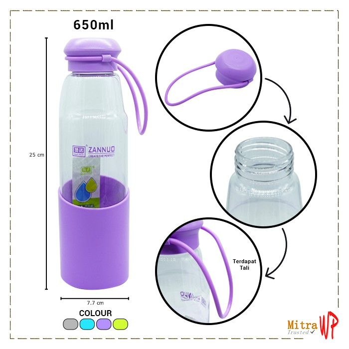 Botol Air Minum Plastik Zannuo Tali 650Ml - Botol Air Minum H083