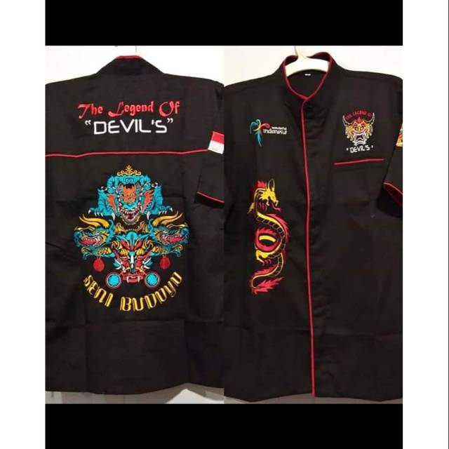 Kaos Pria Lengan Pendek Motif Baju reog bordir  baju jaranan devil bordir / baju pria gambar jaranan