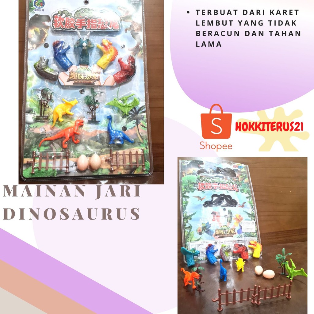 hokkiterus21 Mainan 15pc boneka dinosaurus jari karet anak dewasa