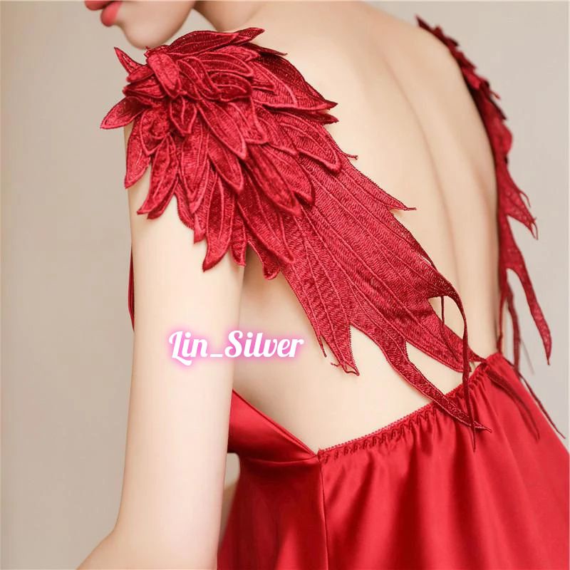 Lingerie Dress Gaun Sayap Angel Seksi Cantik Merah Hitam Putih Silver