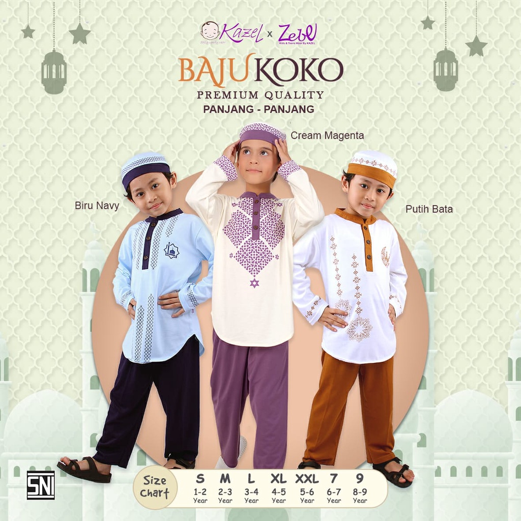 Kazel x Zebe Baju Koko + Peci (1 Set)