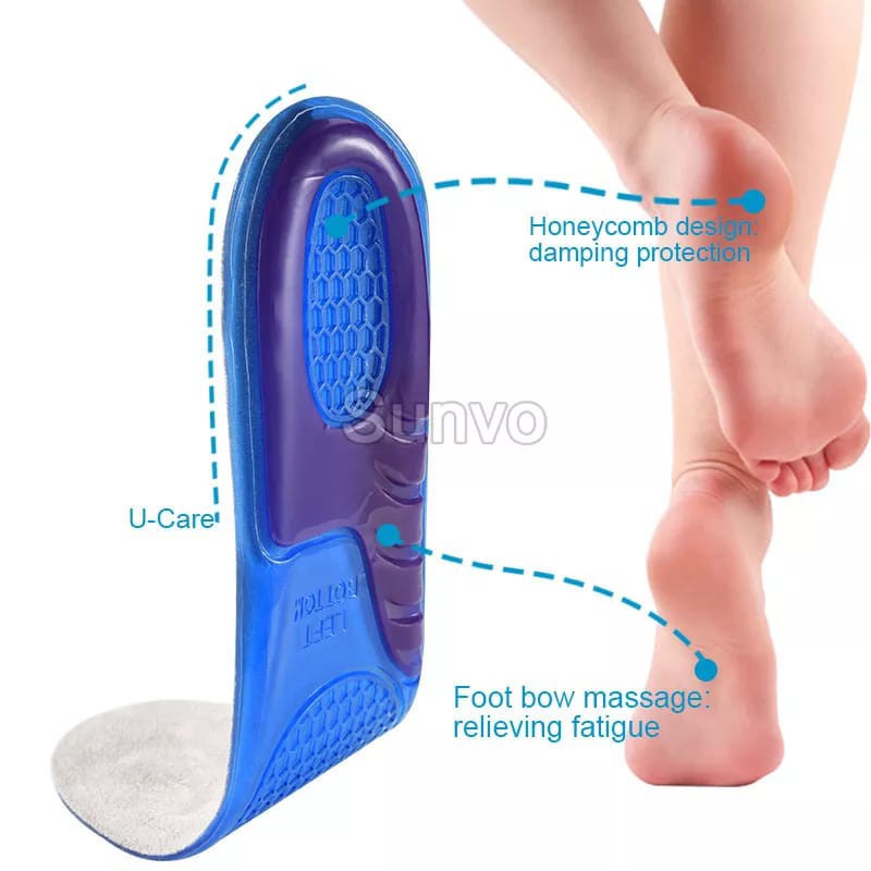 1 Pasang Insole Silicone Full / Alas Sol Dalam Sepatu Shock Absorb Gel Orthotic Arch