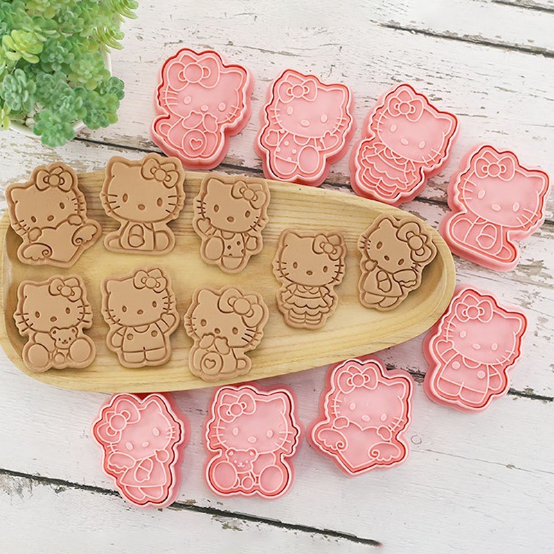 8 Pcs Cetakan Kue / Biskuit Bentuk Kucing 3D Untuk Alat Dekorasi