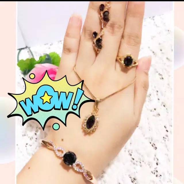 Set xuping batu giok warna hitam promo ada potongan harga