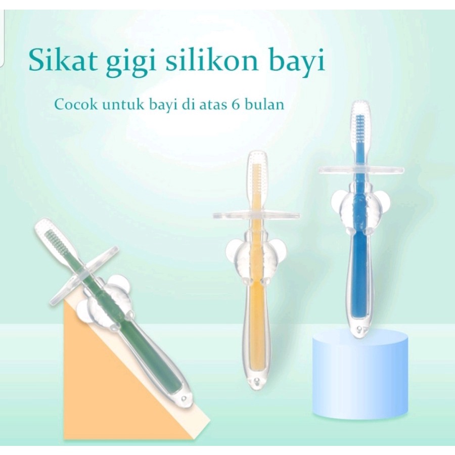 SIKAT GIGI BABY SILICONE TRAINING DENGAN PELINDUNG ANTI SEDAK UNTUK BAYI - FINGER TOOTH BRUSH - BC