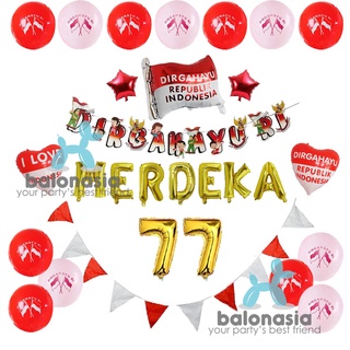 Jual Dekorasi DIRGAHAYU Pesta HUT RI 17 Agustus / Banner Foil Bendera