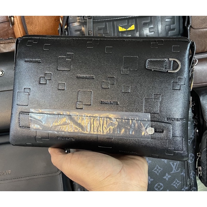 Handbag Tangan Lock Angka Braun Buffel Kulit Pria/Wanita kulit asli