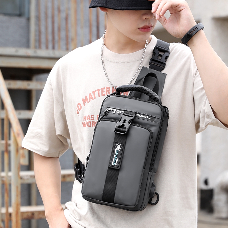 HAOSHUAI 1100-15 Tas Selempang Bahu Pria Shoulder Bag USB Port Anti Air WK-SBY