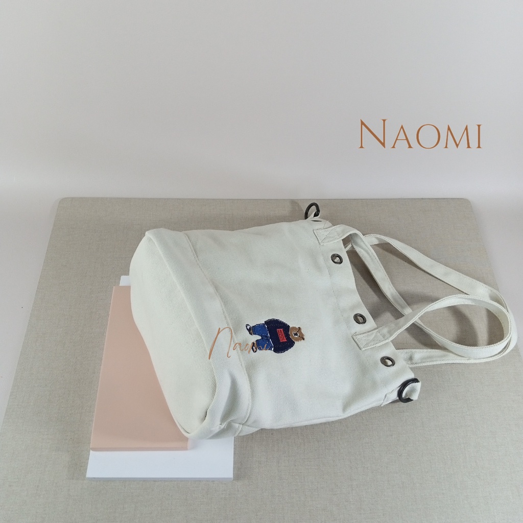 NAOMI - Tote Bag Import Lucy Cute Tas Fashion Bag - Tas Wanita Black Shoulder Bag Sling Bag Premium Fashion - canvas premium bag - tas canvas - tote bag