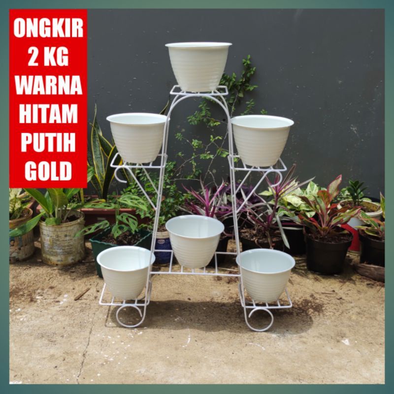STANDING RAK POT MODEL A 6 SUSUN/RAK POT BUNGA BESI HIAS 6 SUSUN MINIMALIS