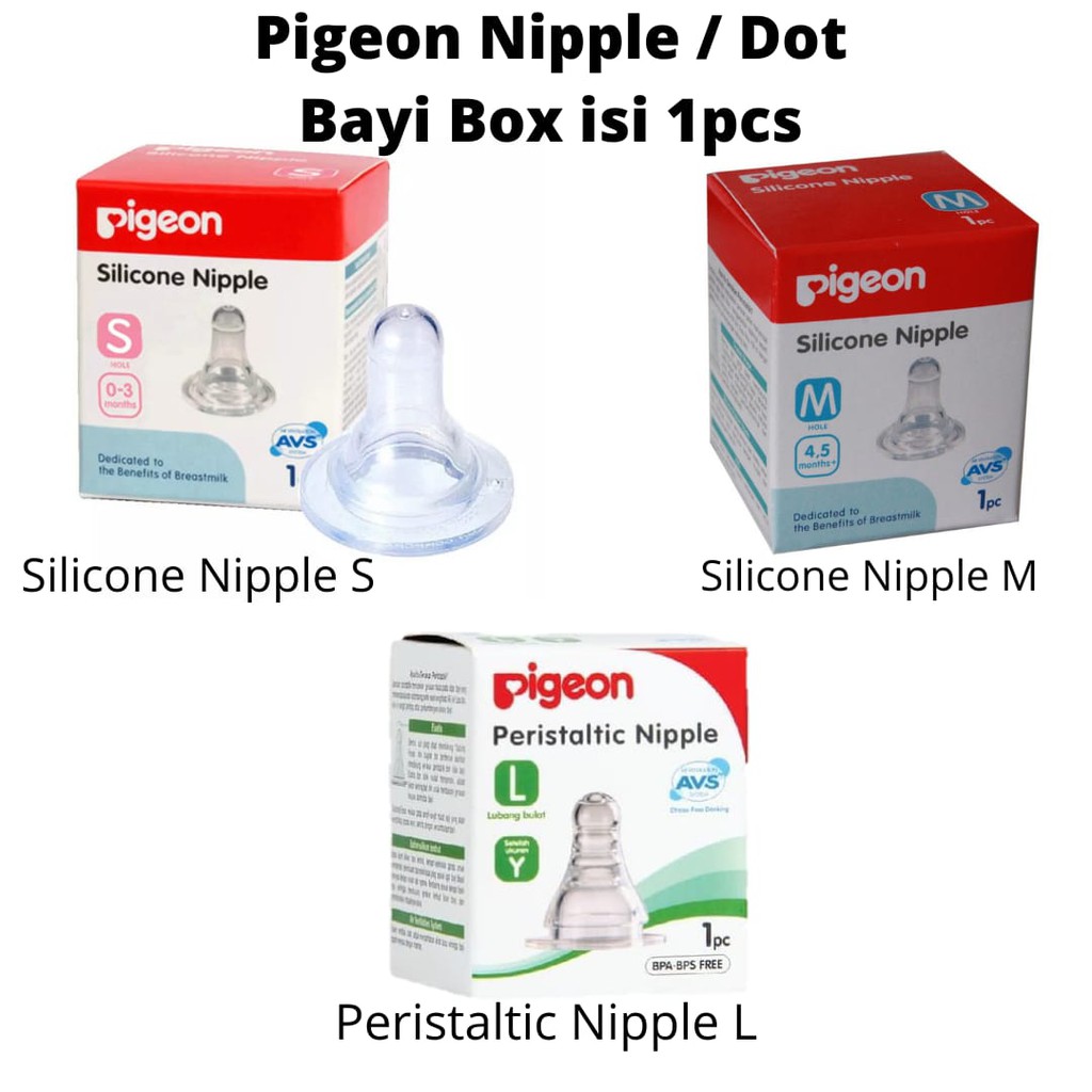 *LAILAIORIRE* Pigeon Botol / Dot Peristaltic Standard Round Nipple Bayi Silicone Silikon Slimneck Slim neck S M L isi 1 pc SATUAN / Premium PP Clear 120ml Slim Neck Bottle Round Base