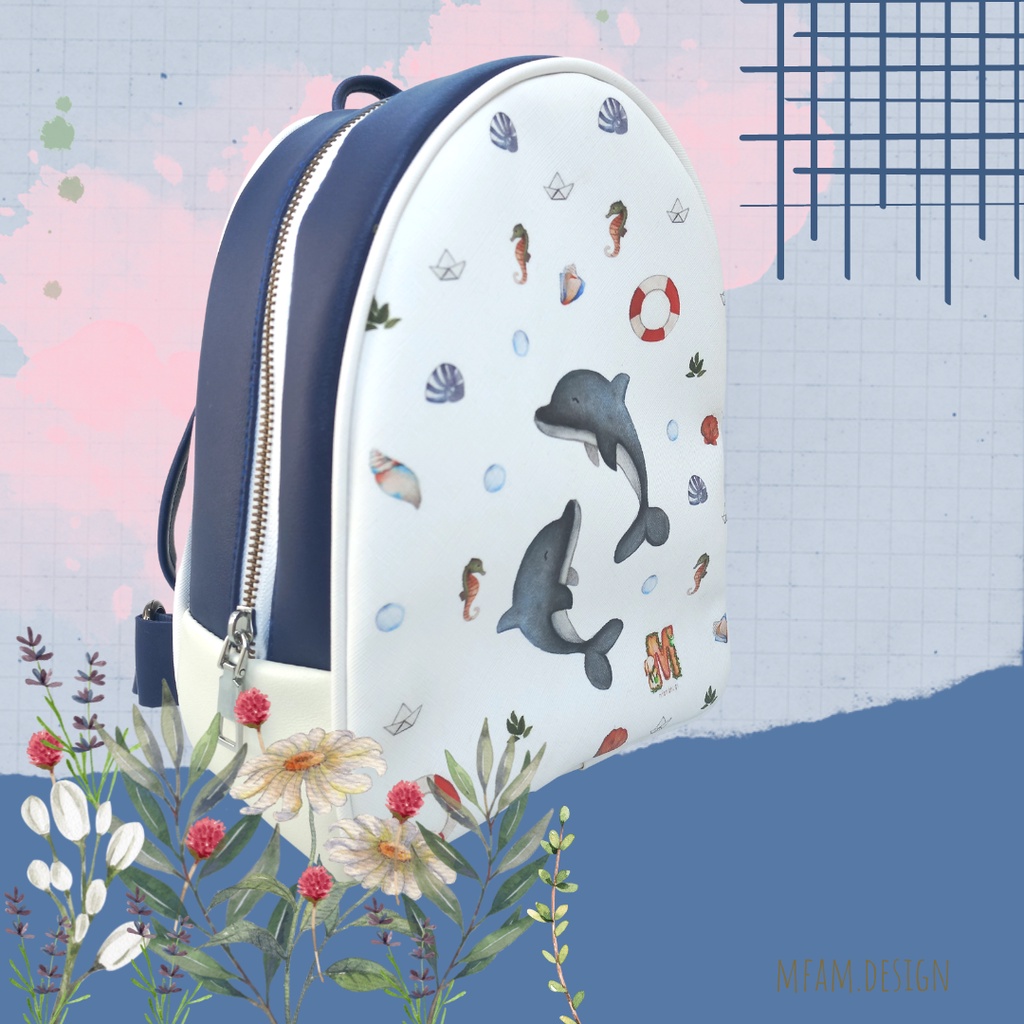 Leather Backpack Dolphins