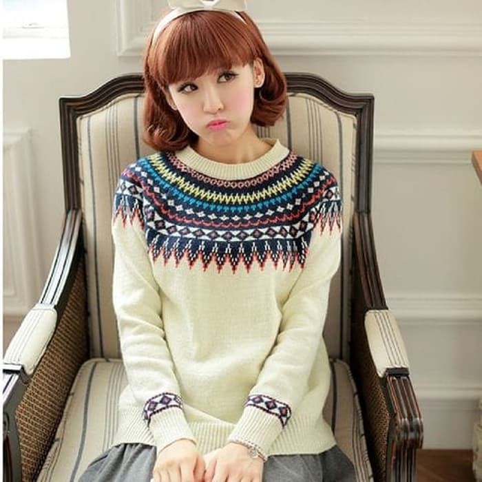 [sweater Lily RO] sweater wanita rajut putih
