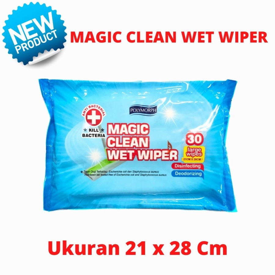 POLYMORPH MAGIC CLEAN WET WIPER 30s (21cm x 26cm) ANTI BACTERIAL