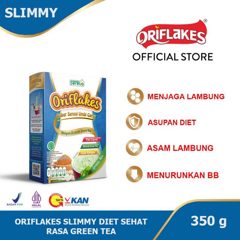 

Oriflakes sereal slim slimmy untuk diet meredakan gerd maag asam lambung 350 gr green tea