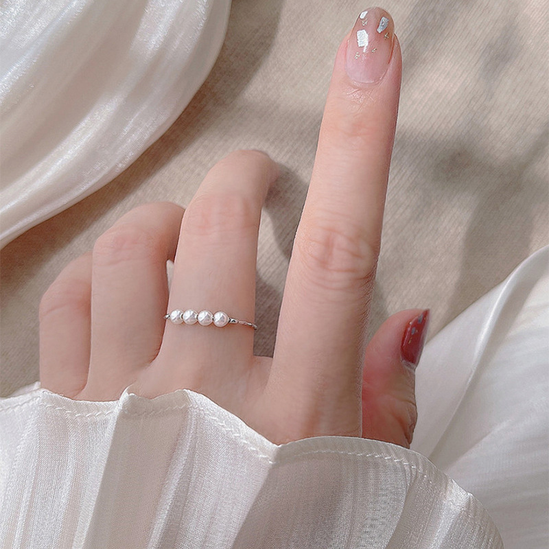 Cincin Mutiara Gaya Korea Cincin Wanita yang Dapat Disesuaikan Kepribadian Cincin Knuckle Ring Sederhana