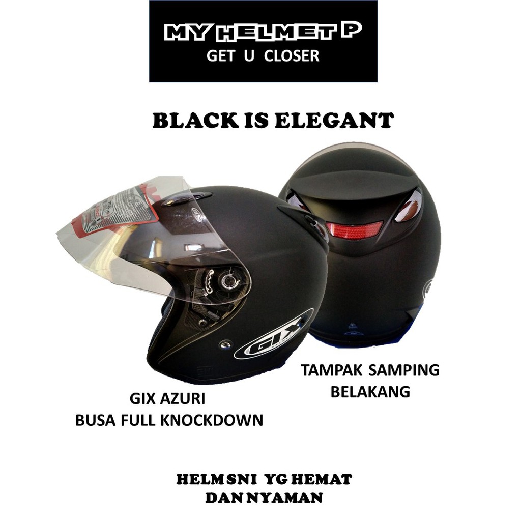 HELM HALF FACE GIX AZURI POLOS FULL KNOCKDOWN