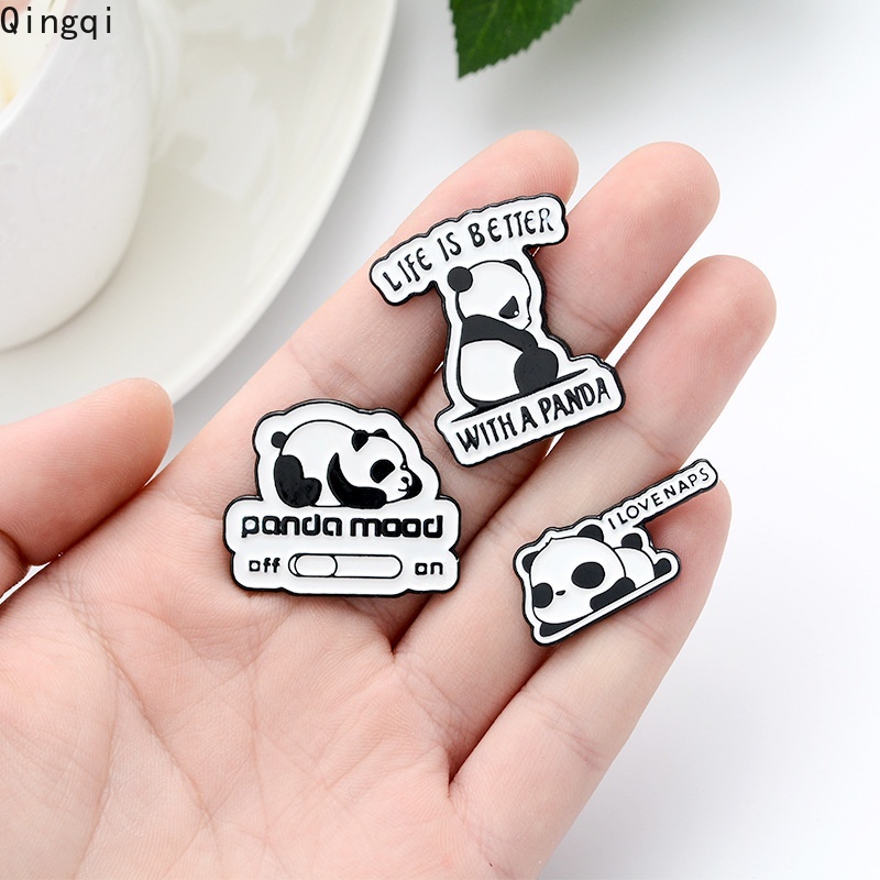 Bros Pin Enamel Bentuk Kartun Panda Lucu Untuk Hadiah