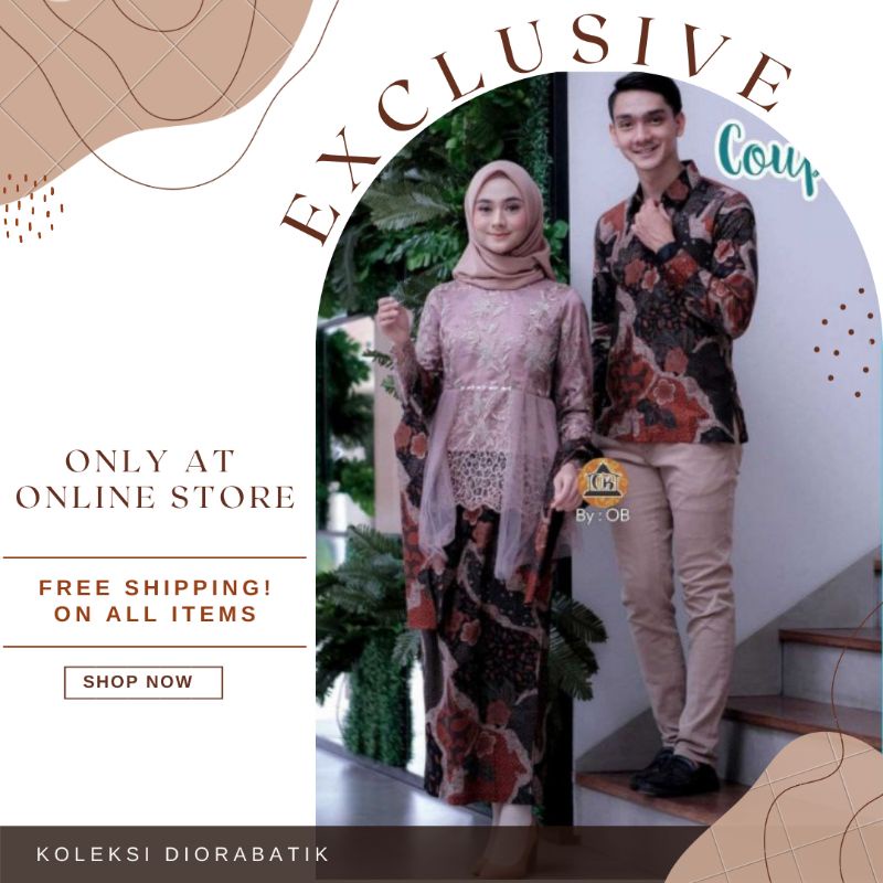 Couple Kebaya Tunangan //M.L.XL.XXL Set Couple Kebaya Free Selendang Kemeja Pria Lengan Panjang