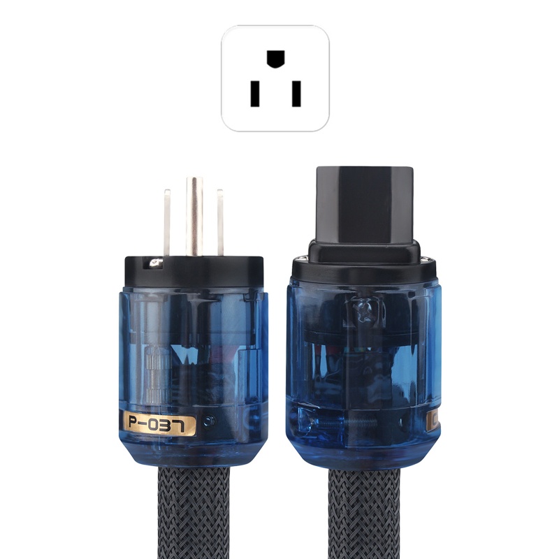 Btsg Hi-End Kabel Power Tembaga Hifi Audios Plug US Dengan P-037 / P-037E Konektor 0.75 / 1 / 1.5 / 2 / 3m