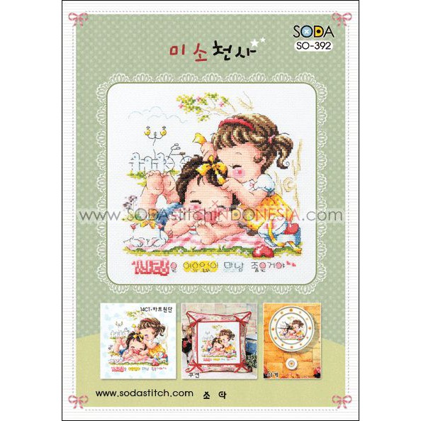 Paket DIY Craft Sulam Kristik Strimin Sodastitch SO-392 - Angel Of Smile Korea Couple