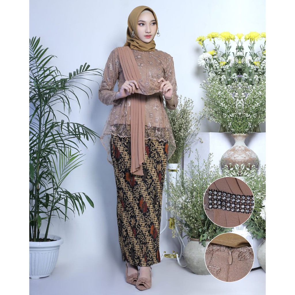 set kebaya aurora selendang termurah Kebaya /Kebaya tulle/Kebaya Wisuda /Baju Kebaya /Kebaya Moder