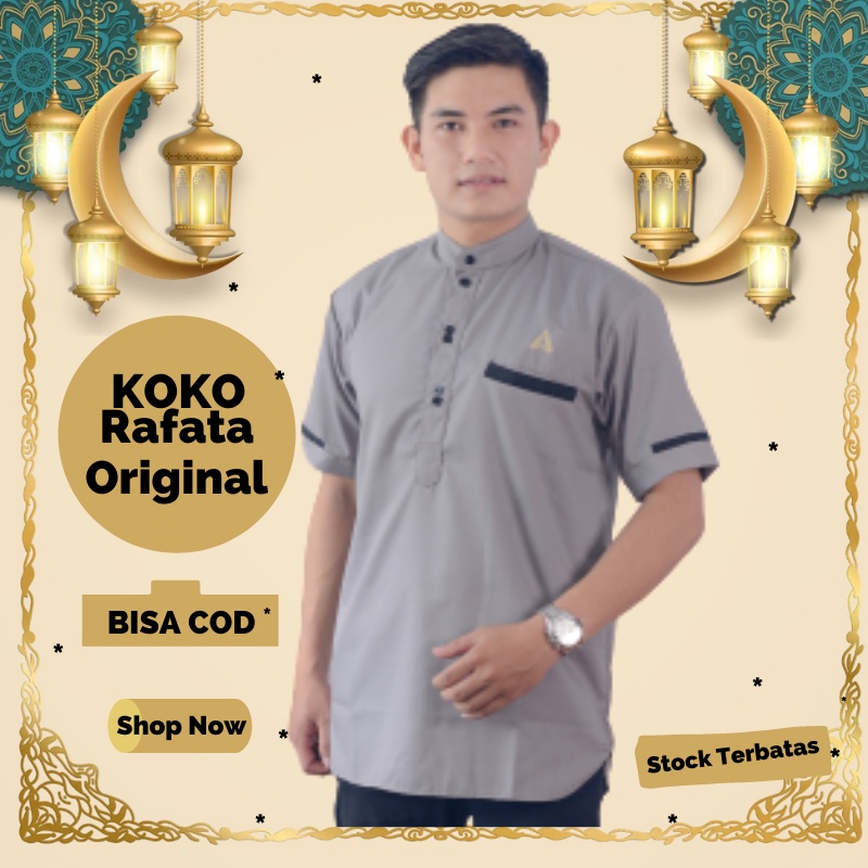 Baju Koko Kurta Muslim Pria Lengan Pendek Dewasa Terbaru qurta Cowok Laki Kokoh Bapak Pengajian Lebaran Sholat Bahan Katun Murah Premium Kekinian Keren Arab 04