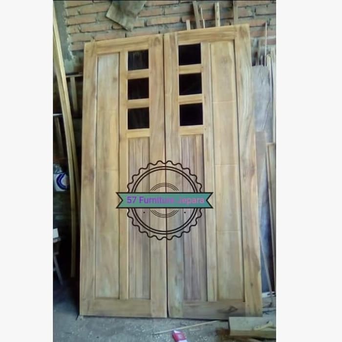 1 set kusen + 2 pintu rumah minimalis bahan kayu jati mentahan