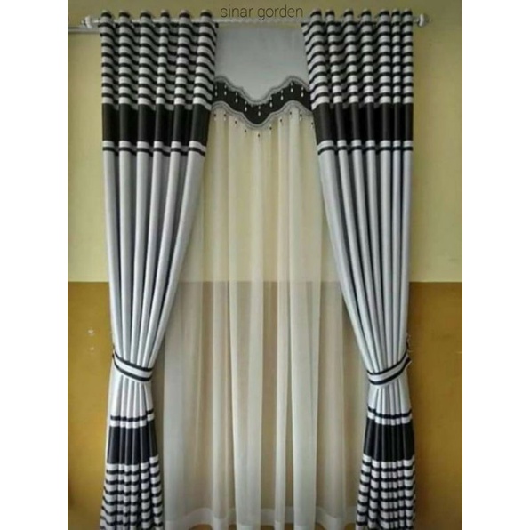 gorden blackout import motif garis hordeng jendela pintu kamar tidur minimalis