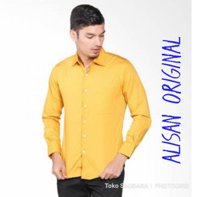 Kemeja formal pria alisan panjang gold original