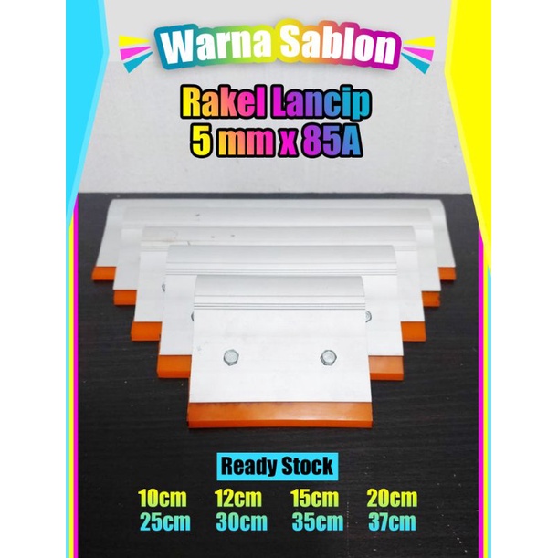 Rakel sablon minyak Lancip dan papak 5mm x 75A 10cm 12cm 15cm 20cm + gagang allumunium