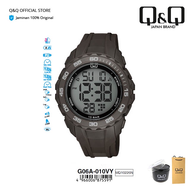 Q&Q QnQ QQ Original Arloji Jam Tangan Pria Digital Rubber Karet - G06 G06A Water Resist 10 BAR-3