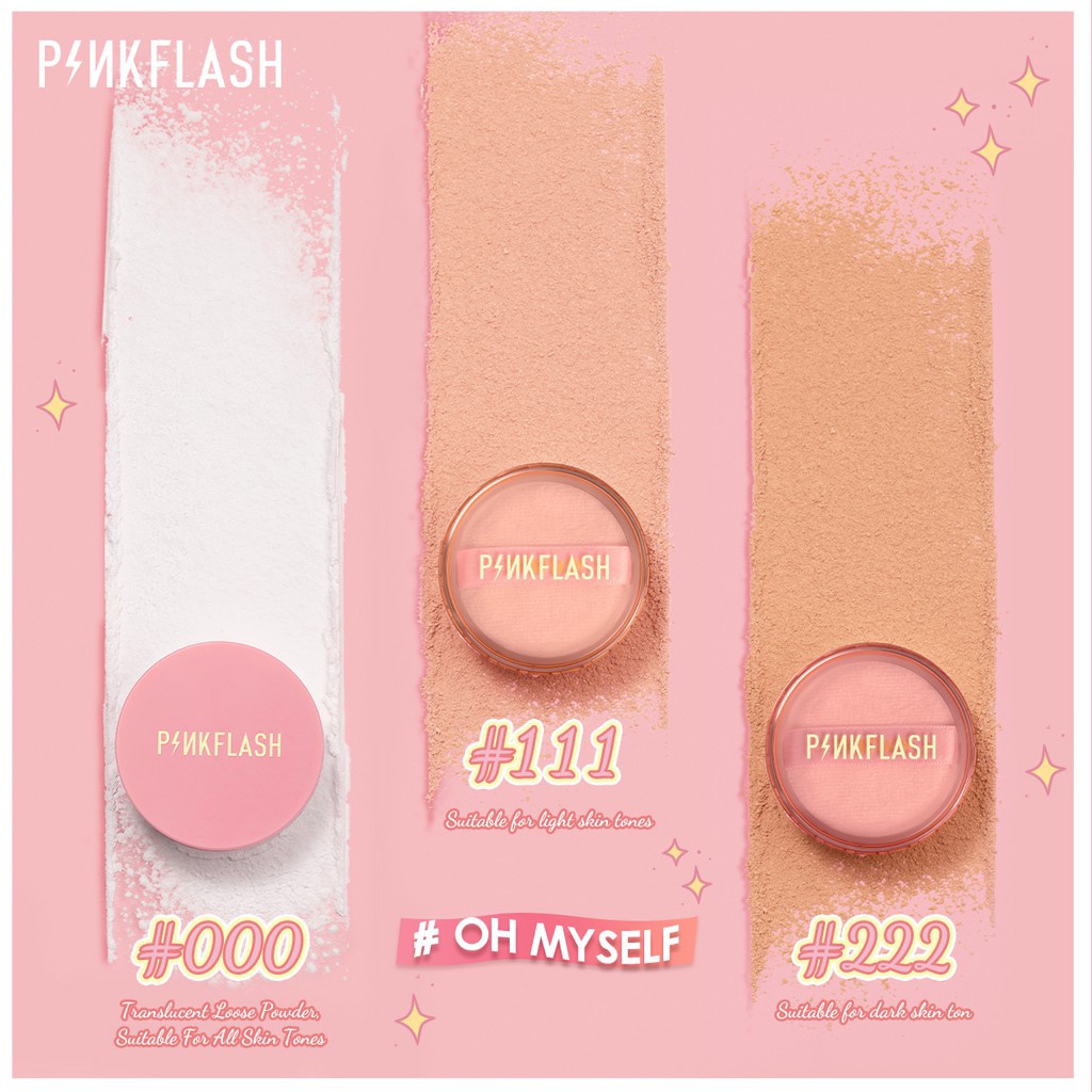 PINKFLASH (F06) Oil Controller Loose Powder Bedak Matte Loose Setting Powder All Day Lasting 3 Colors