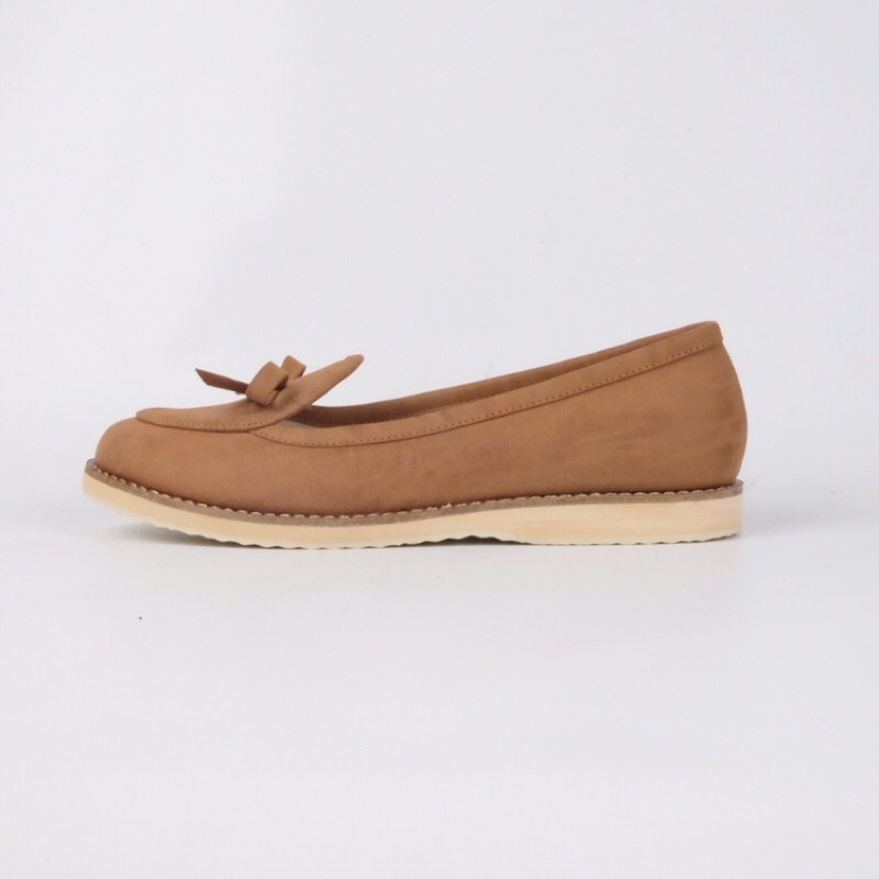 [SIAP KIRIM] BRShoes34 Tan Sepatu Kerja Casual Flat Wanita