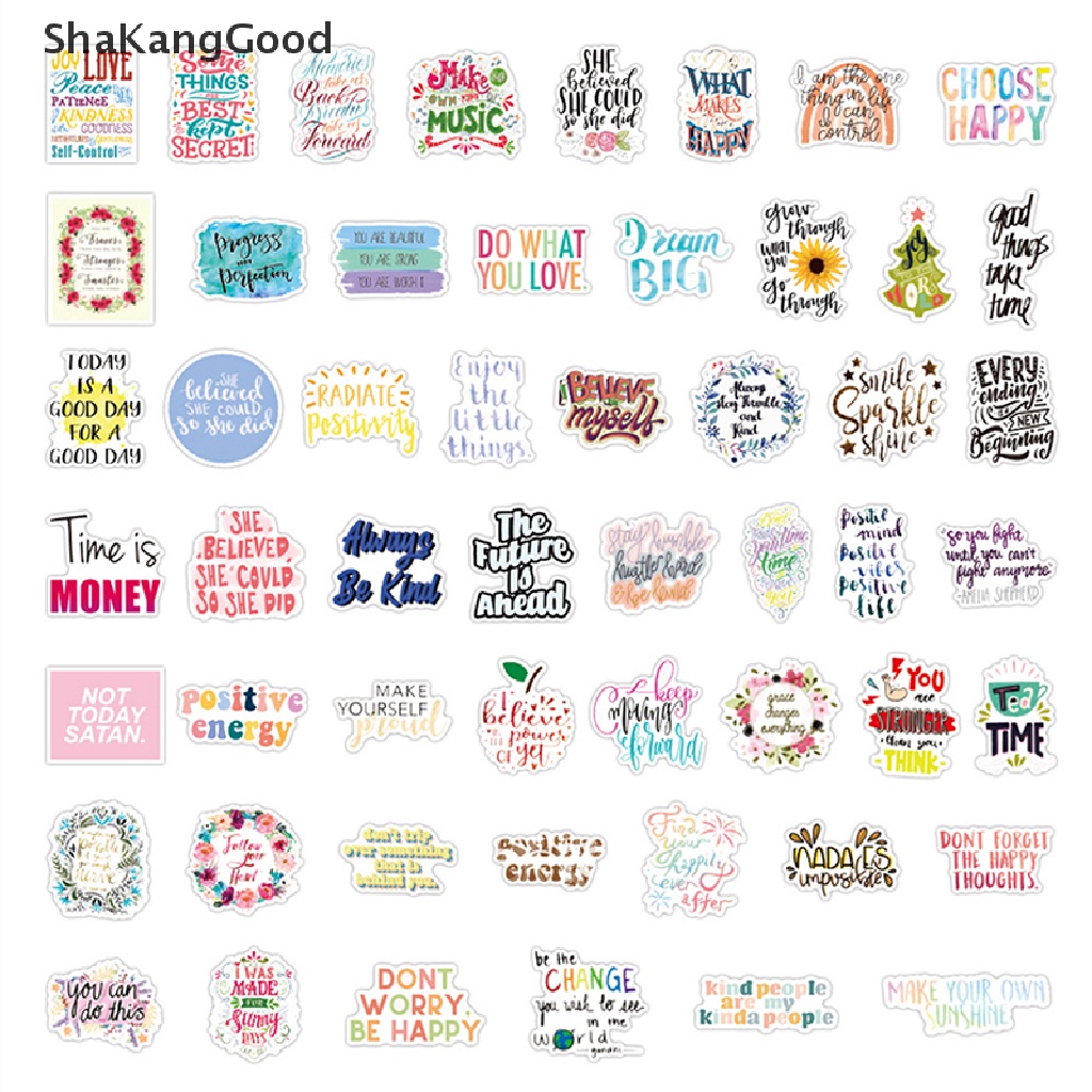 Skid Stiker Decal Motif Grafitti Phrases Motivasi Untuk Dekorasi Laptop / Scrapbook DIY