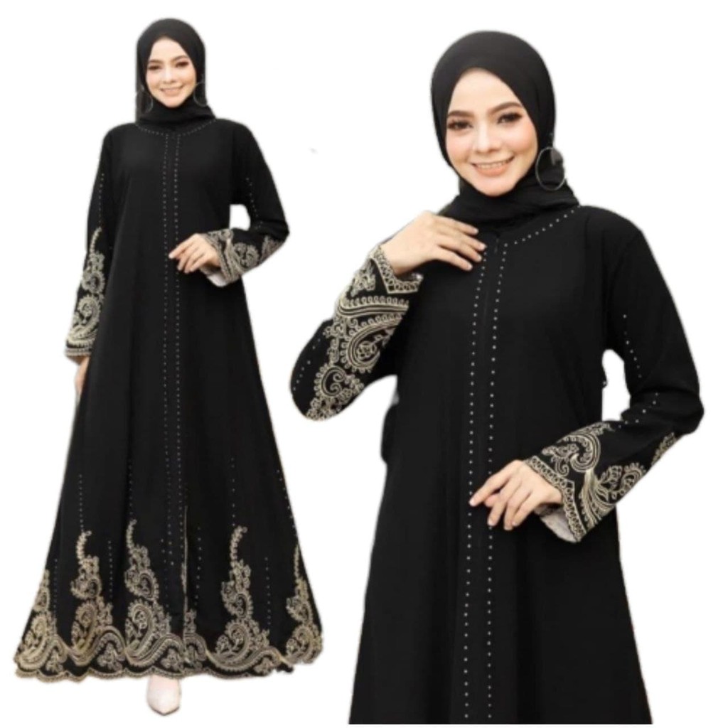 Abaya gamis hitam arab mewah pesta saudi mesir dubai ori original import terbaru OUTER SIFON