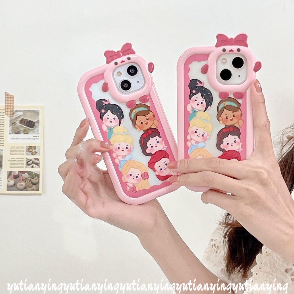 Ins Casing IPhone 11 13 12 14 Pro MAX 7 8 14 Plus 6 6S Plus XR X XS MAX SE Motif Kartun Disney Princess 3D