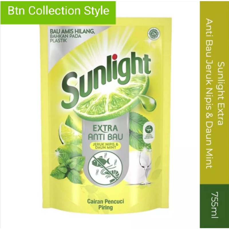 Sunlight Extra Anti Bau Refill 755 ml - Cairan pencuci piring
