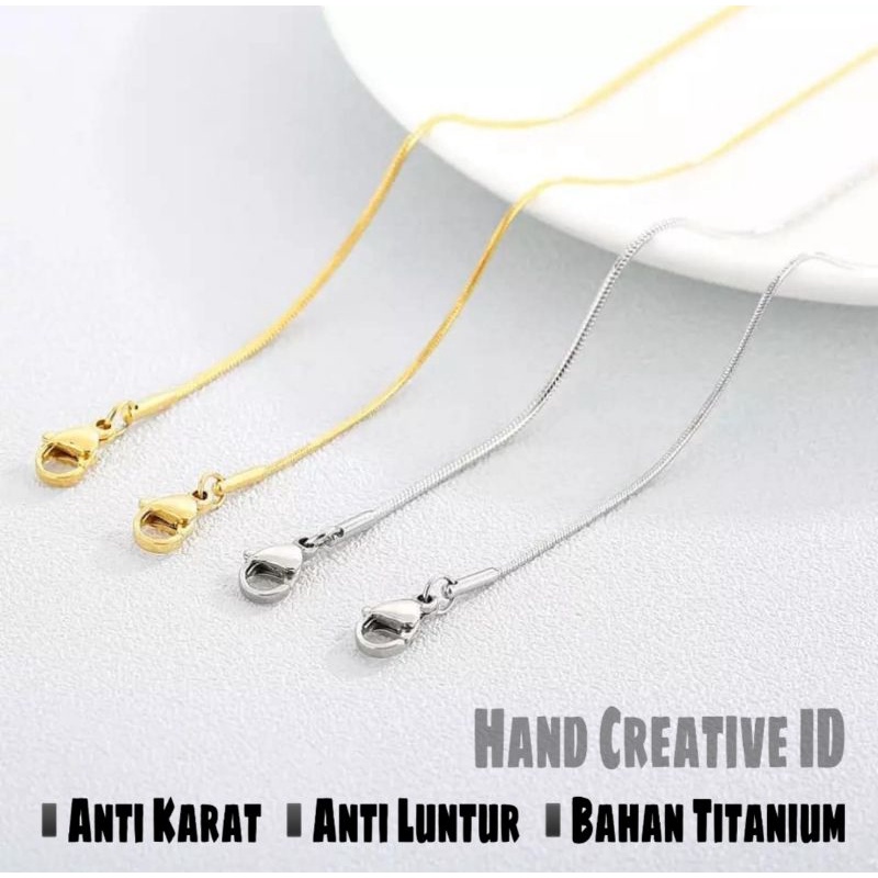 Kalung Titanium Pria Wanita Anti Karat Model Belut Bulat Silver Gold