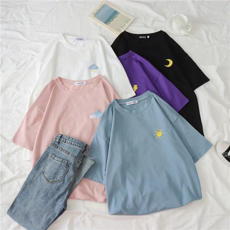 Kaos Longgar Oversize Tee Tshirt Wanita Model Longgar Besar Import Motif Cuaca Shopee Indonesia